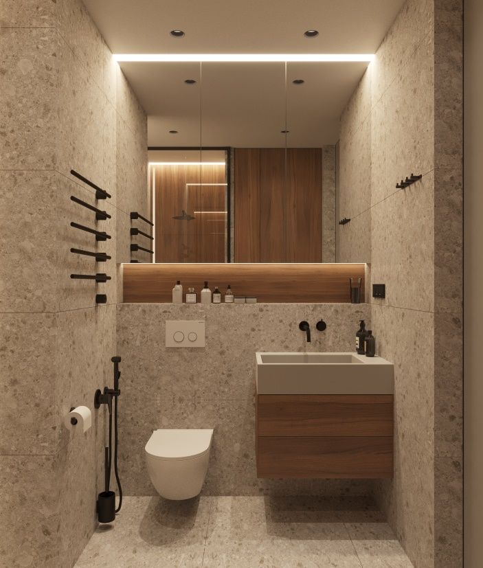 Phòng vệ sinh nhỏ gọn với cách thiết kế tiết kiệm diện tích