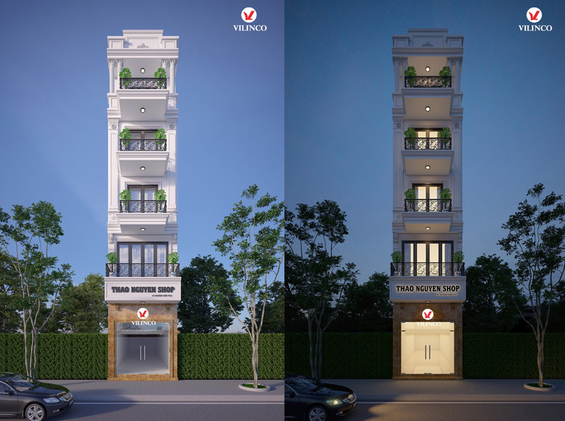 Hình ảnh của Thiết kế nhà phố tân cổ điển 5 tầng kết hợp kinh doanh tại Bắc Giang